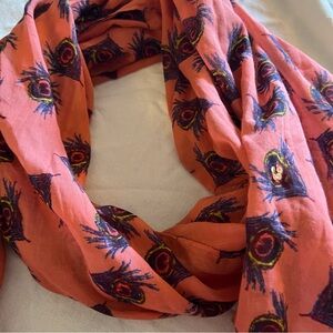 Aerie large sequins peacock print with end tassels scarf